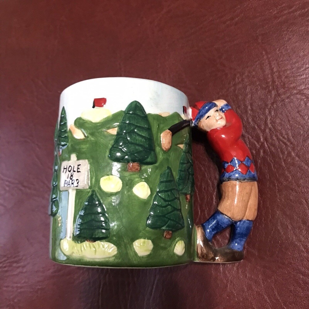 Golf‎ Coffee Mug Cup Golfer Handle Made in China American Ft.